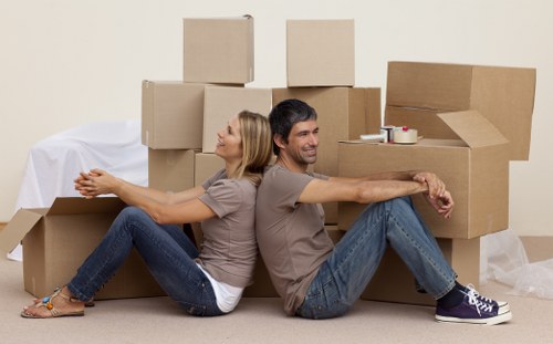 Removal van and moving equipment for a Harefield property