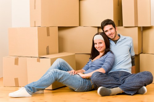 Packed boxes and furniture ready for house removals