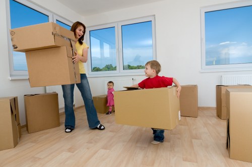 Household items being loaded into a moving truck in Harefield