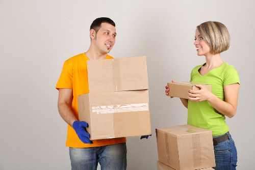 Household items being loaded into a moving van in Harefield