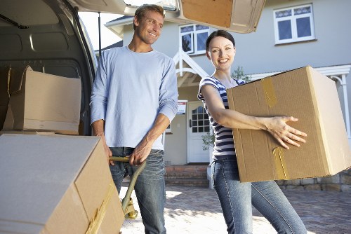 Boxes and household items being moved locally in Harefield