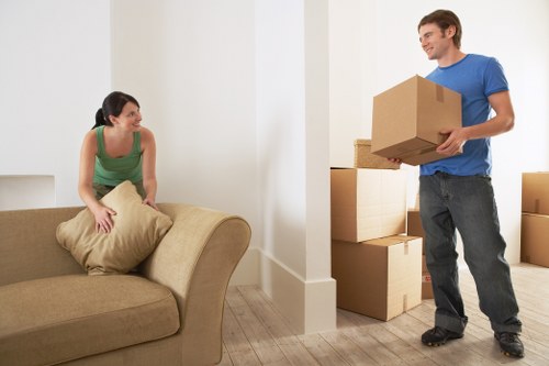 Loading household items into a removal van for a Harefield move